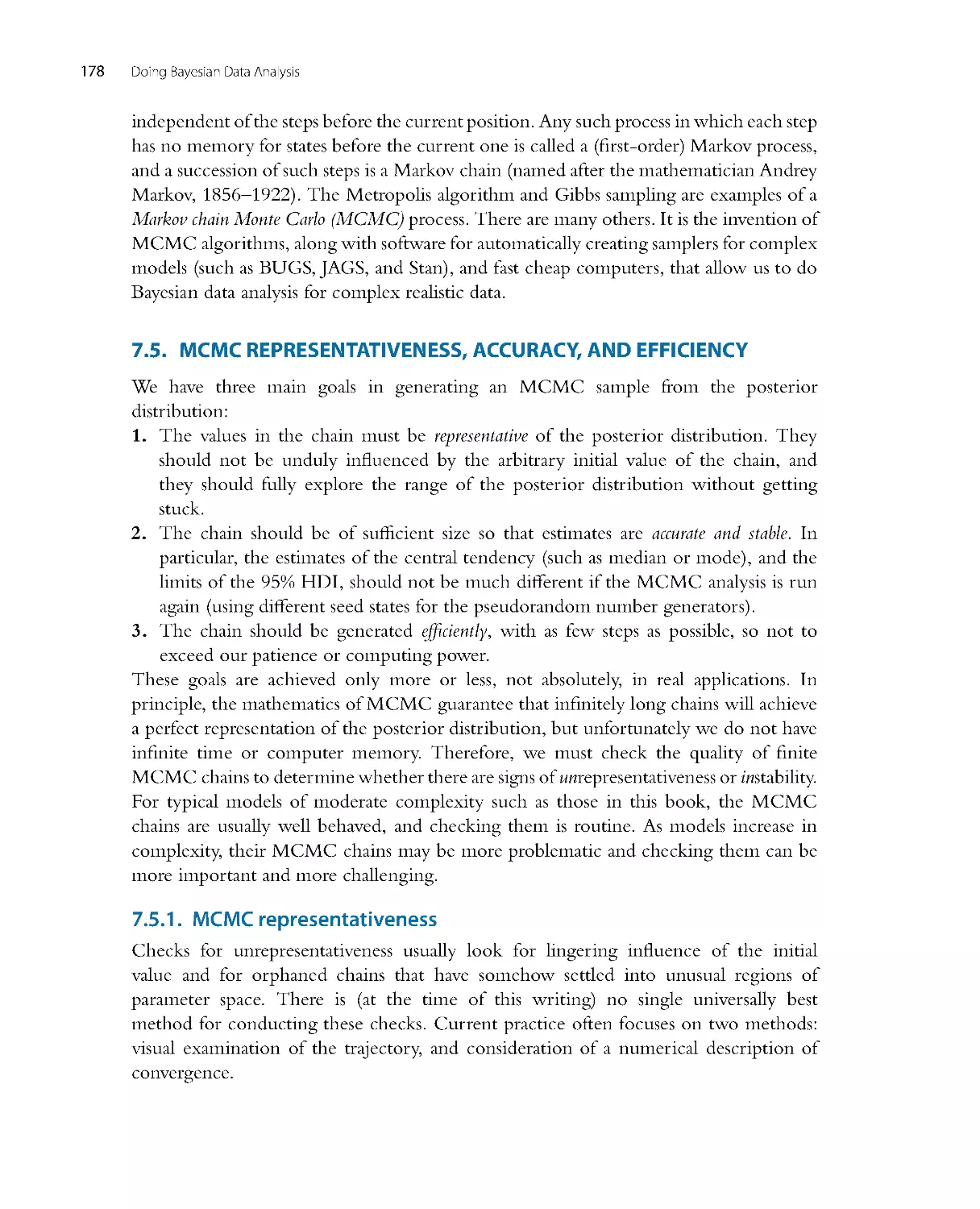 MCMC Representativeness, Accuracy, and Efficiency