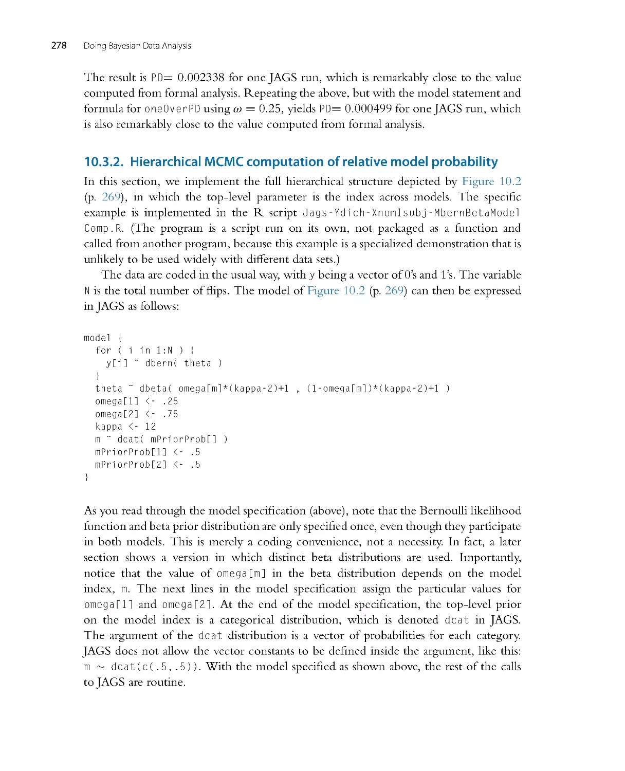 Hierarchical MCMC computation of relative model probability