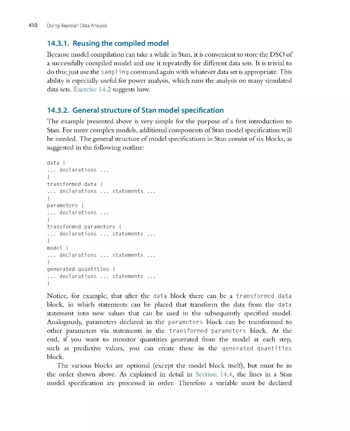 General structure of Stan model specification