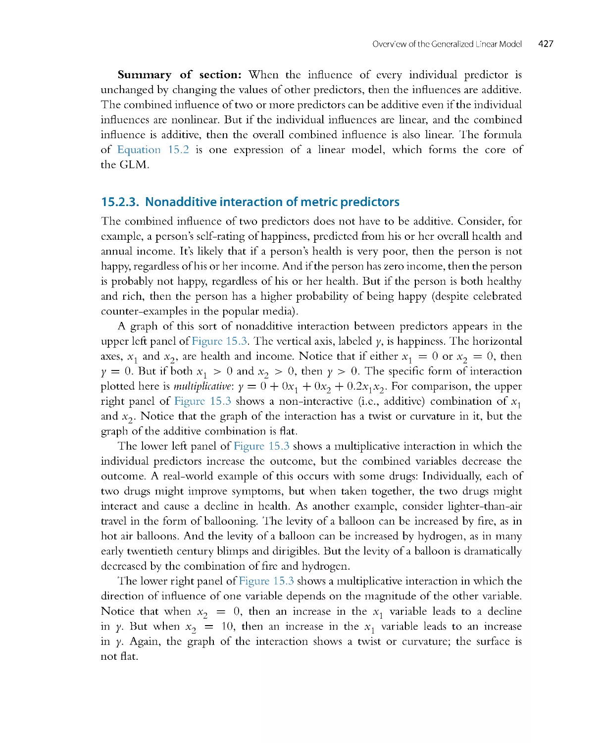 Nonadditive interaction of metric predictors