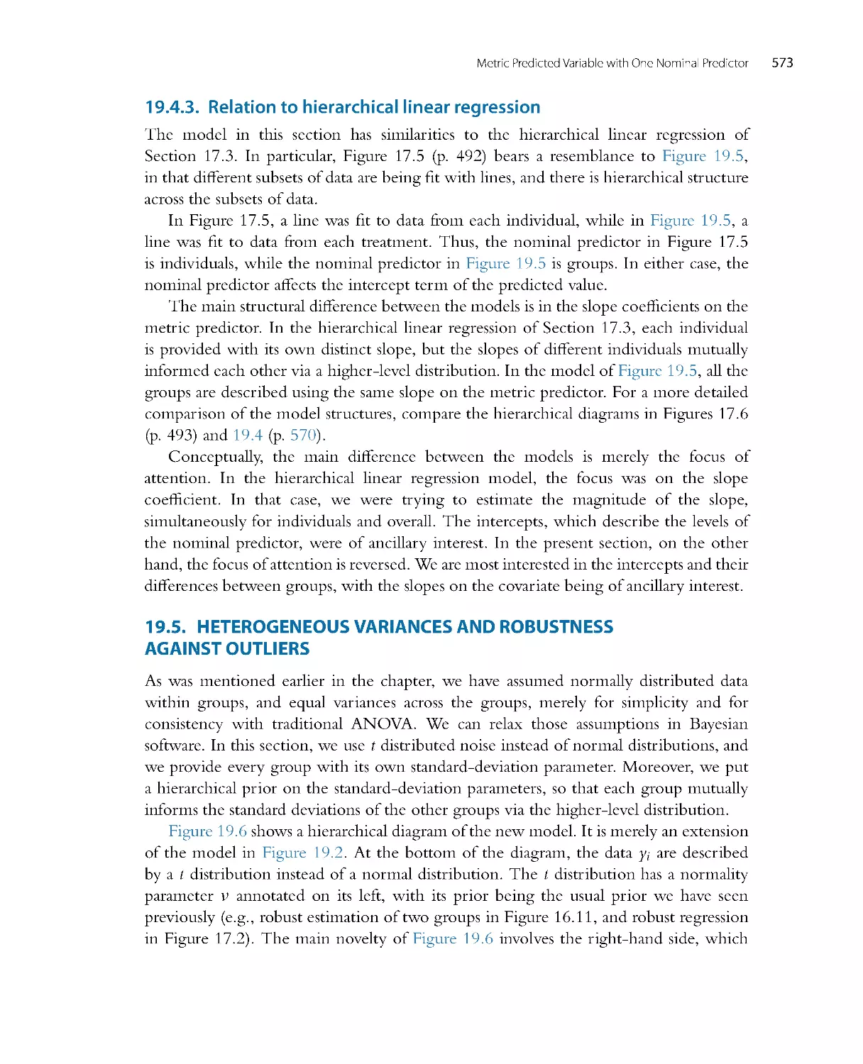 Relation to hierarchical linear regression
Heterogeneous variances and robustnessagainst outliers