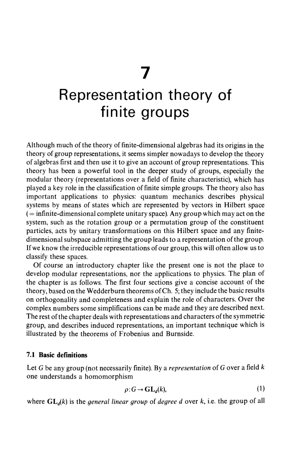 7 Representation theory of finite groups