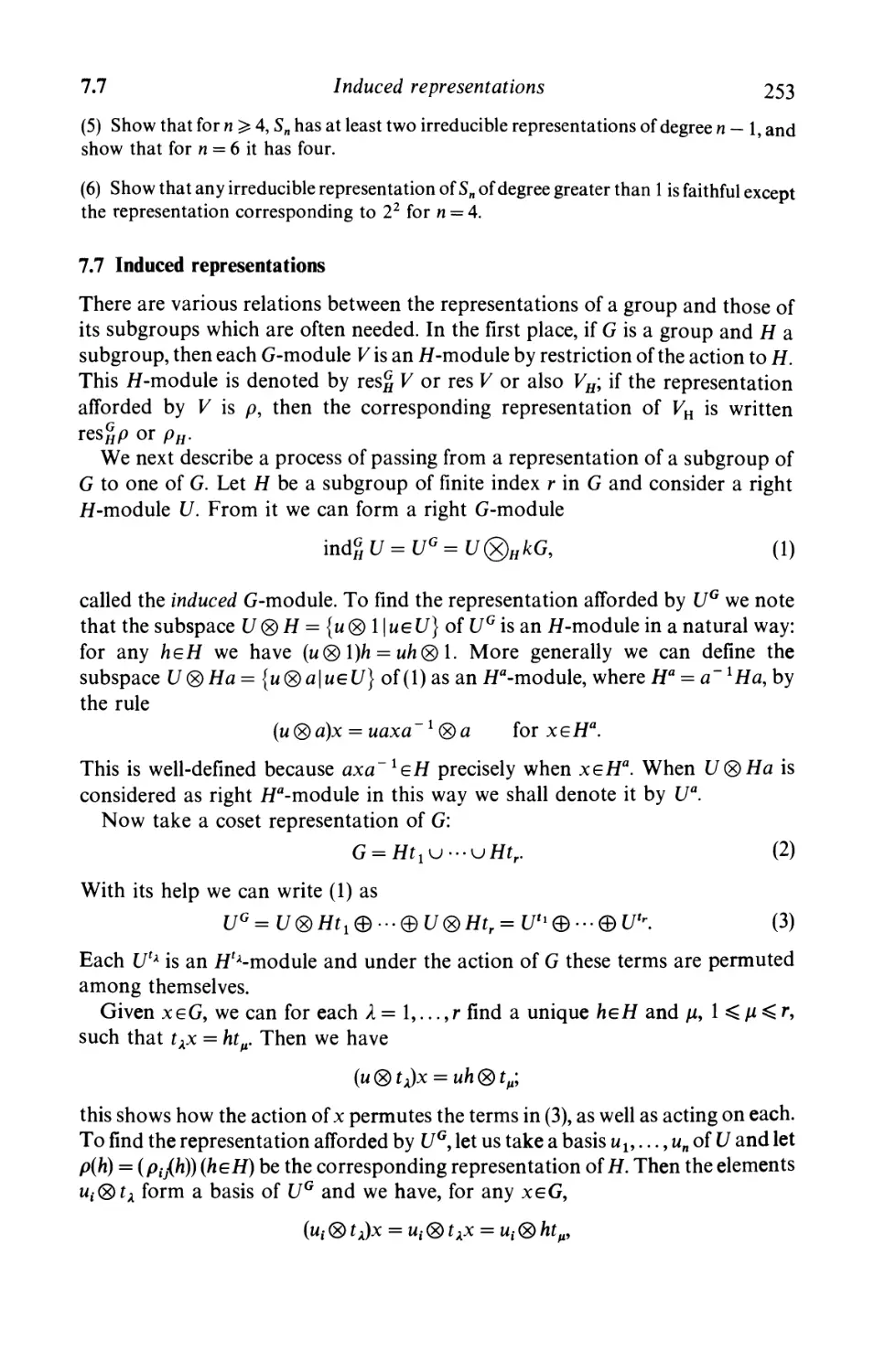 7.7 Induced representations