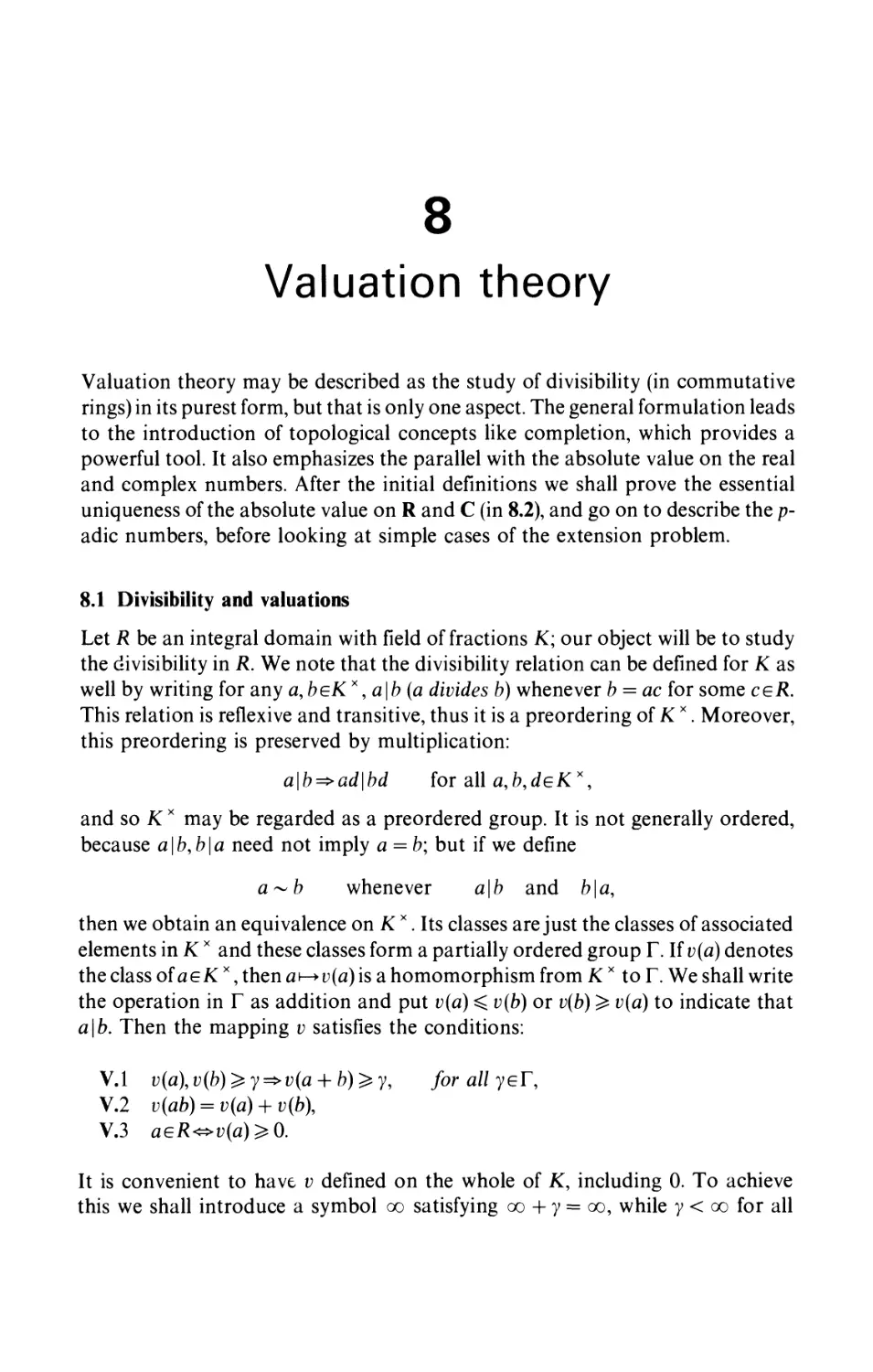 8 Valuation theory