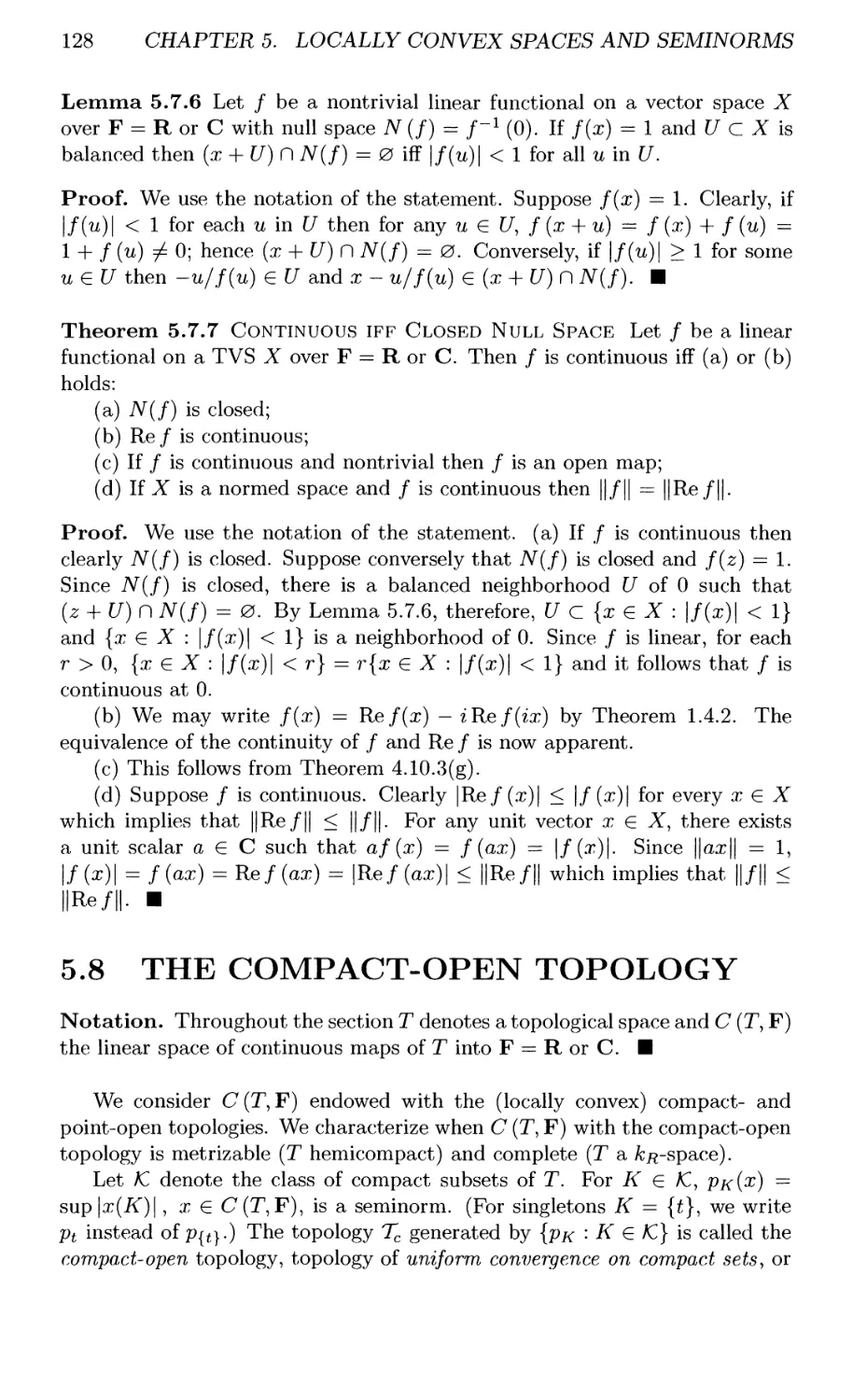 5.8 THE COMPACT-OPEN TOPOLOGY
