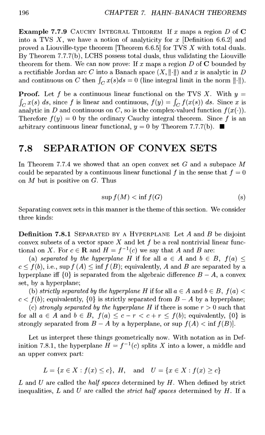 7.8 SEPARATION OF CONVEX SETS