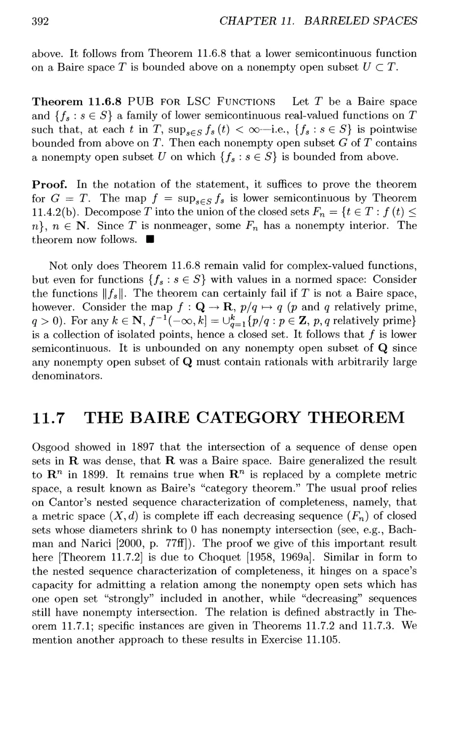 11.7 THE BAIRE CATEGORY THEOREM