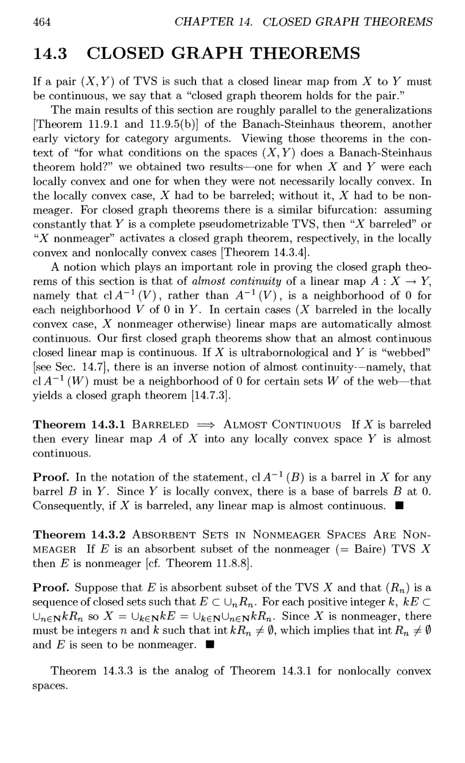14.3 CLOSED GRAPH THEOREMS