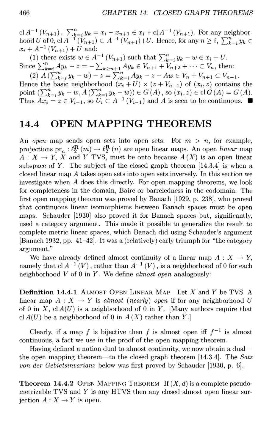 14.4 OPEN MAPPING THEOREMS