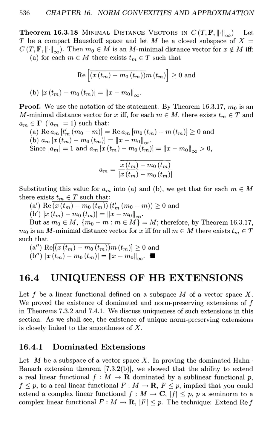 16.4 UNIQUENESS OF HB EXTENSIONS