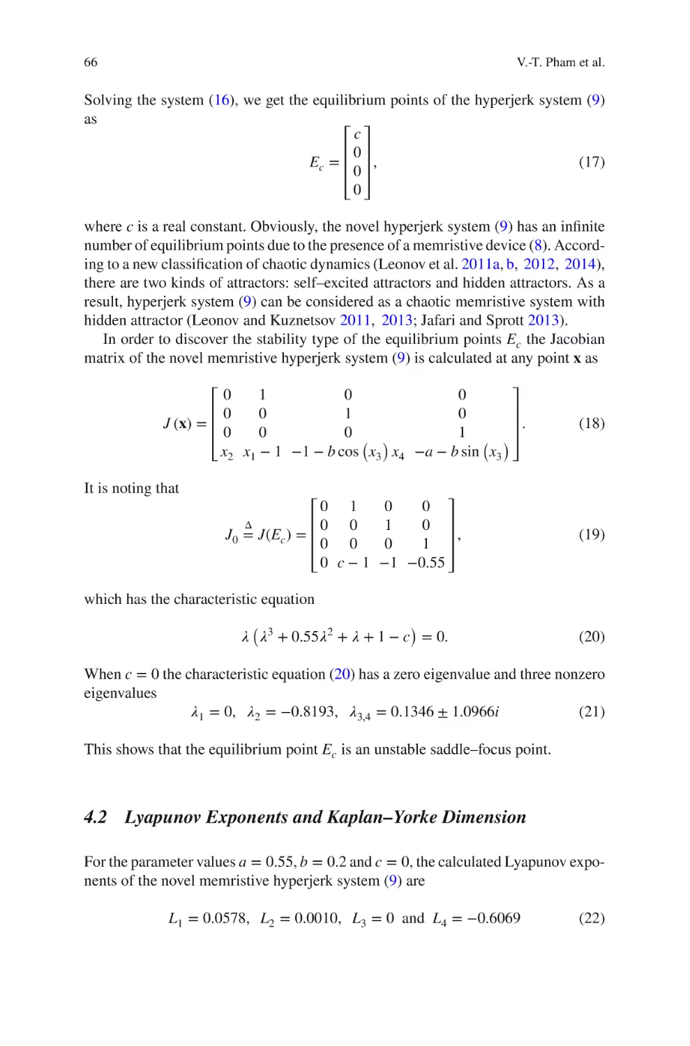 4.2 Lyapunov Exponents and Kaplan--Yorke Dimension