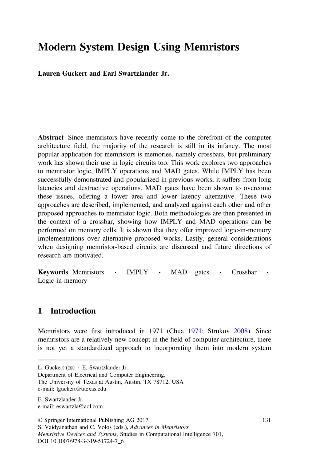 6 Modern System Design Using Memristors
Abstract
1 Introduction