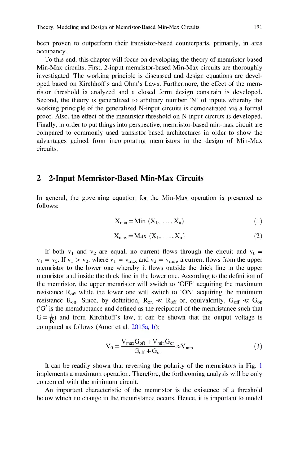 2 2-Input Memristor-Based Min-Max Circuits