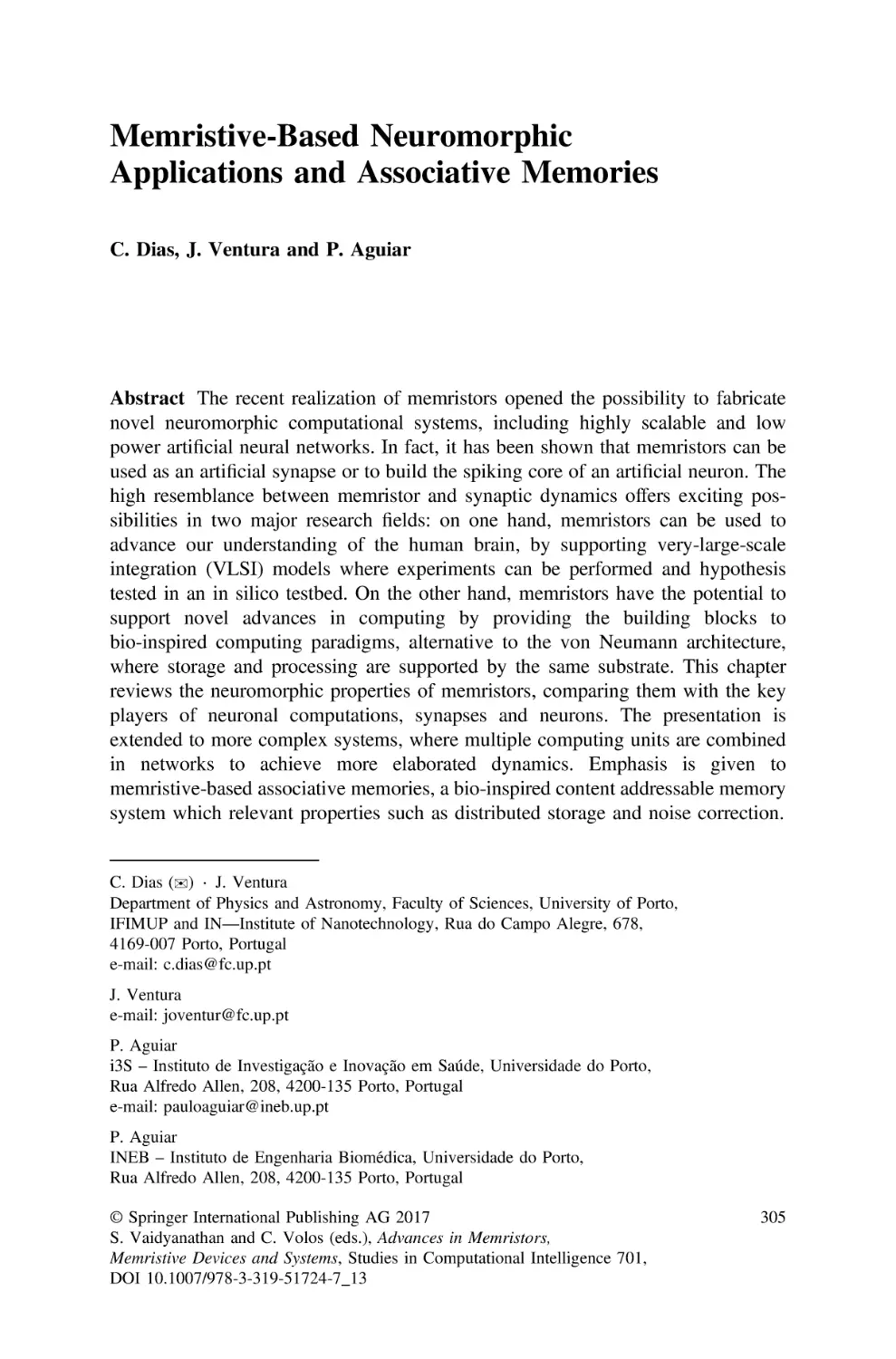 13 Memristive-Based Neuromorphic Applications and Associative Memories
Abstract