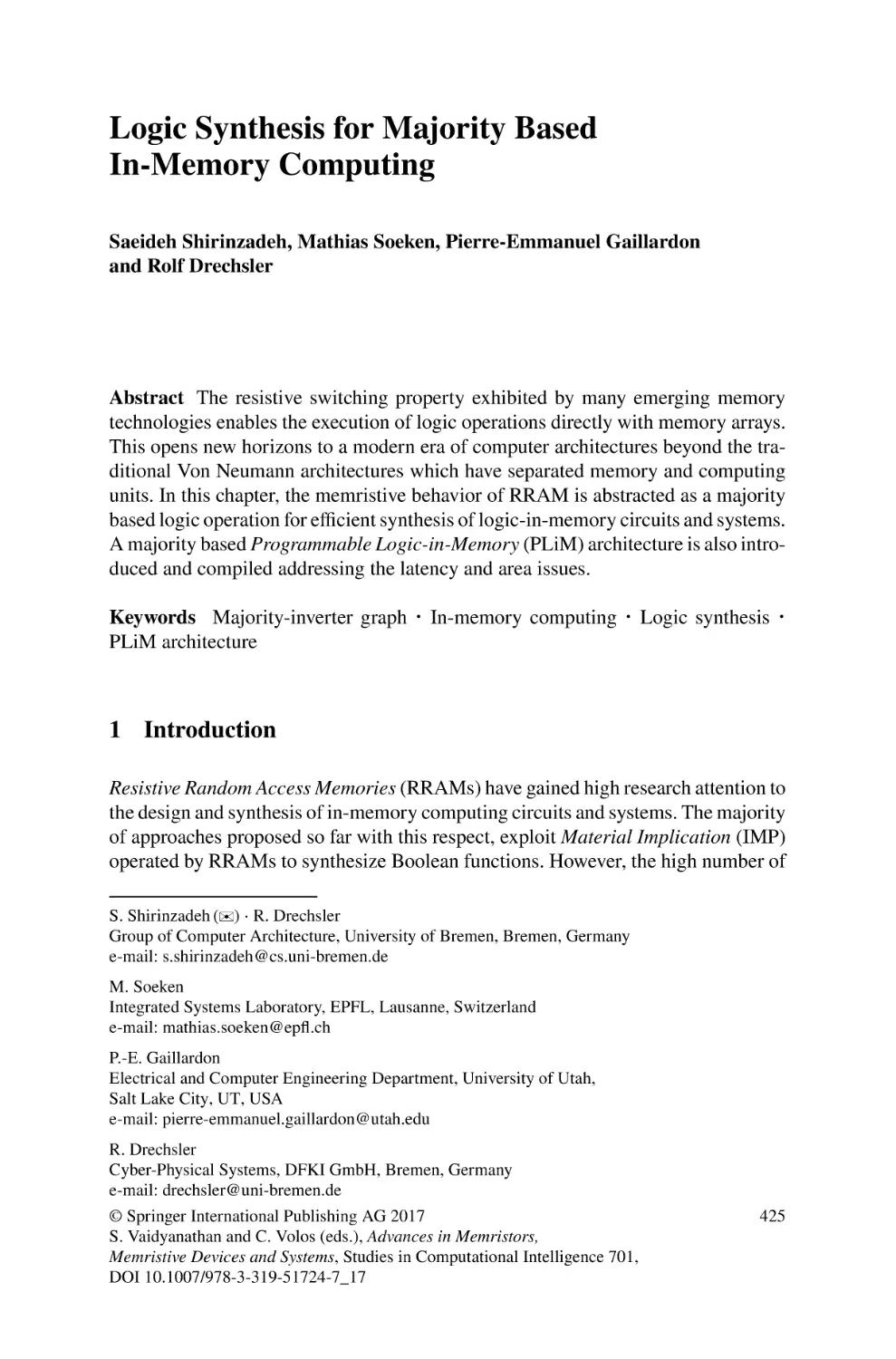 Logic Synthesis for Majority Based In-Memory Computing
1 Introduction