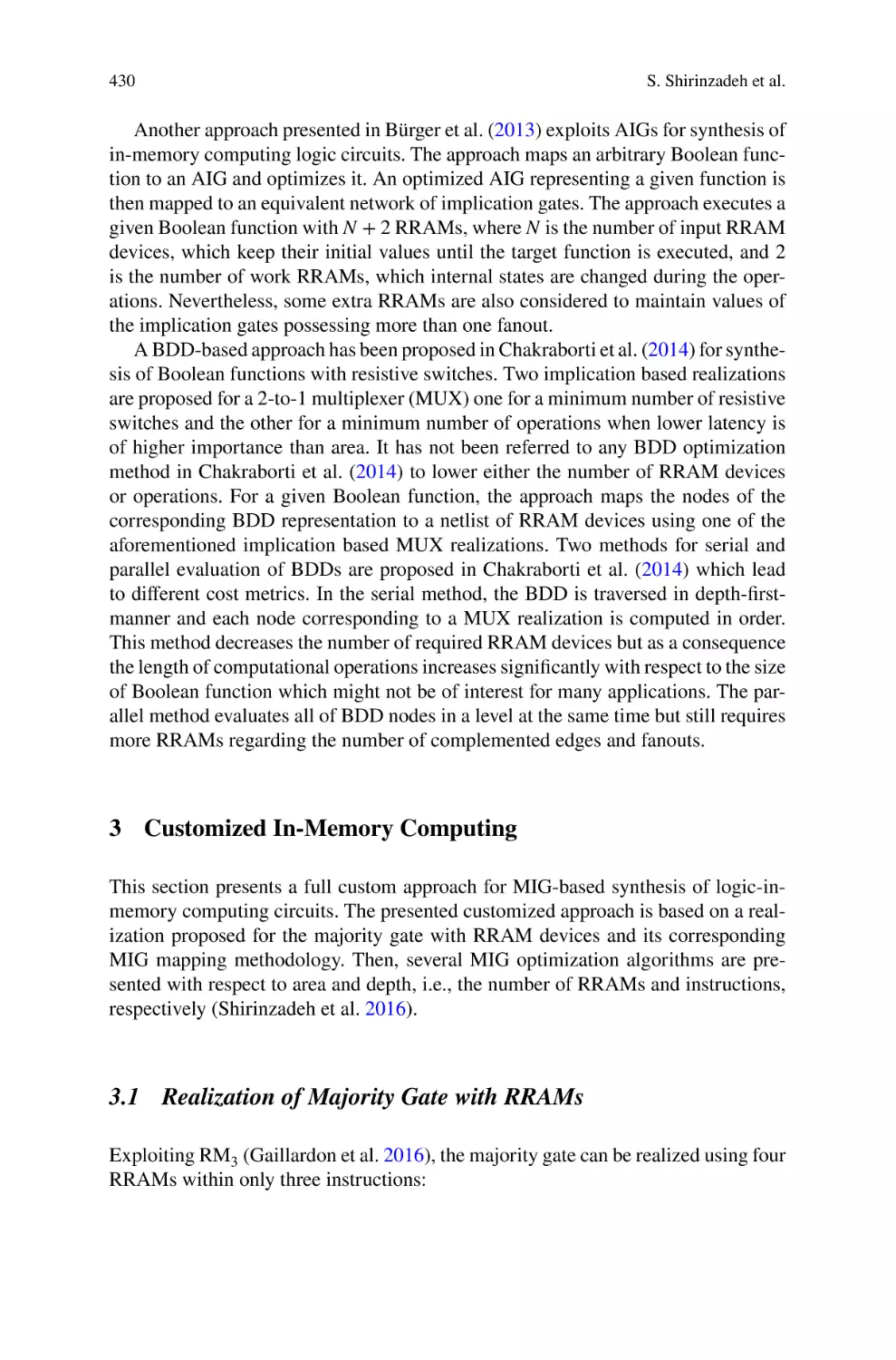 3 Customized In-Memory Computing
3.1 Realization of Majority Gate with RRAMs