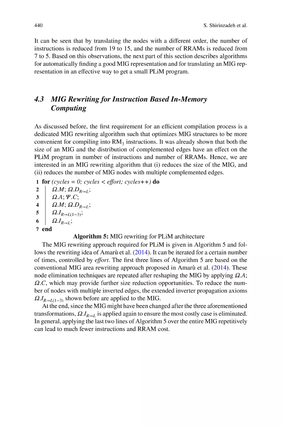 4.3 MIG Rewriting for Instruction Based In-Memory Computing