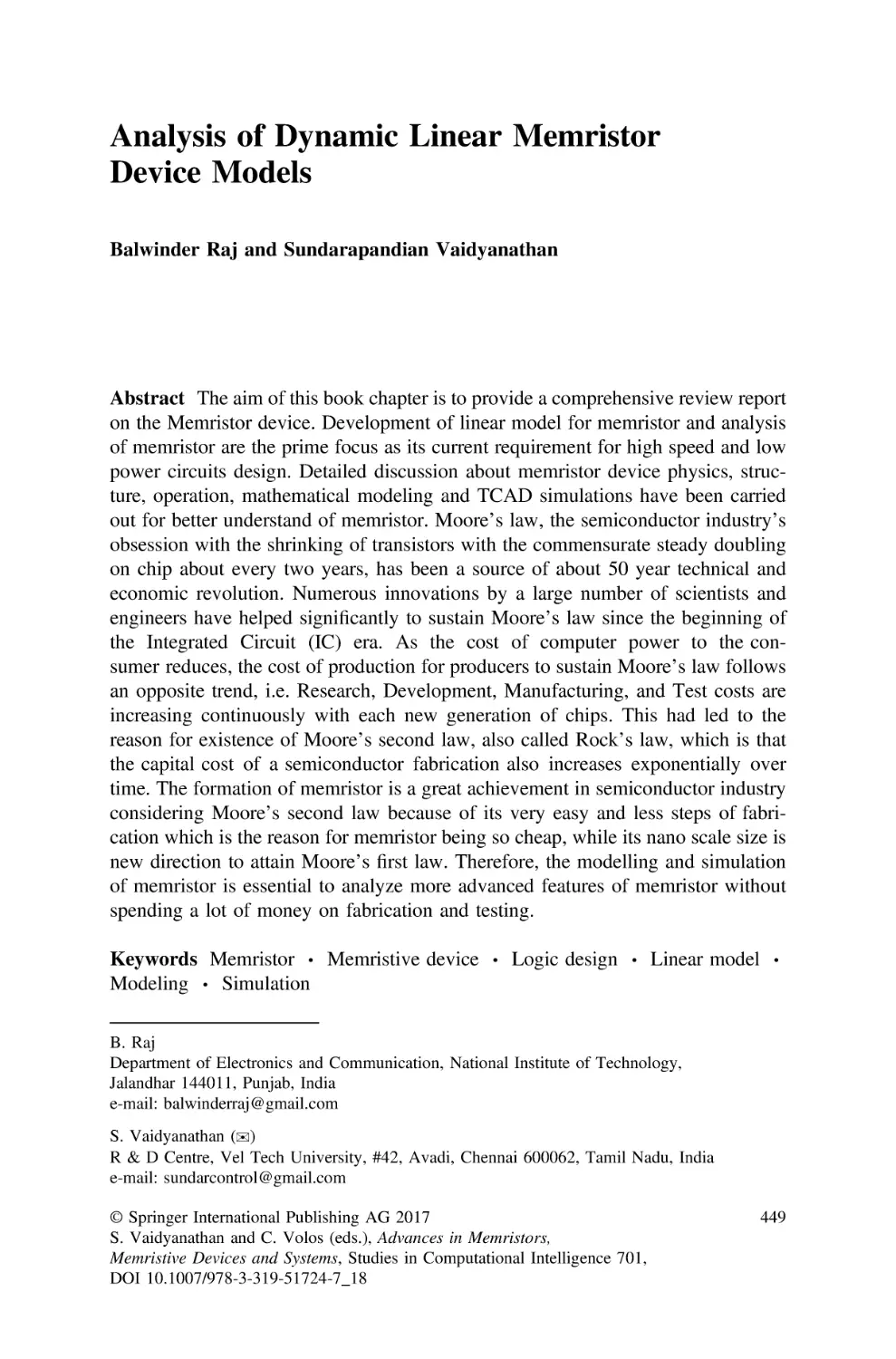 18 Analysis of Dynamic Linear Memristor Device Models
Abstract