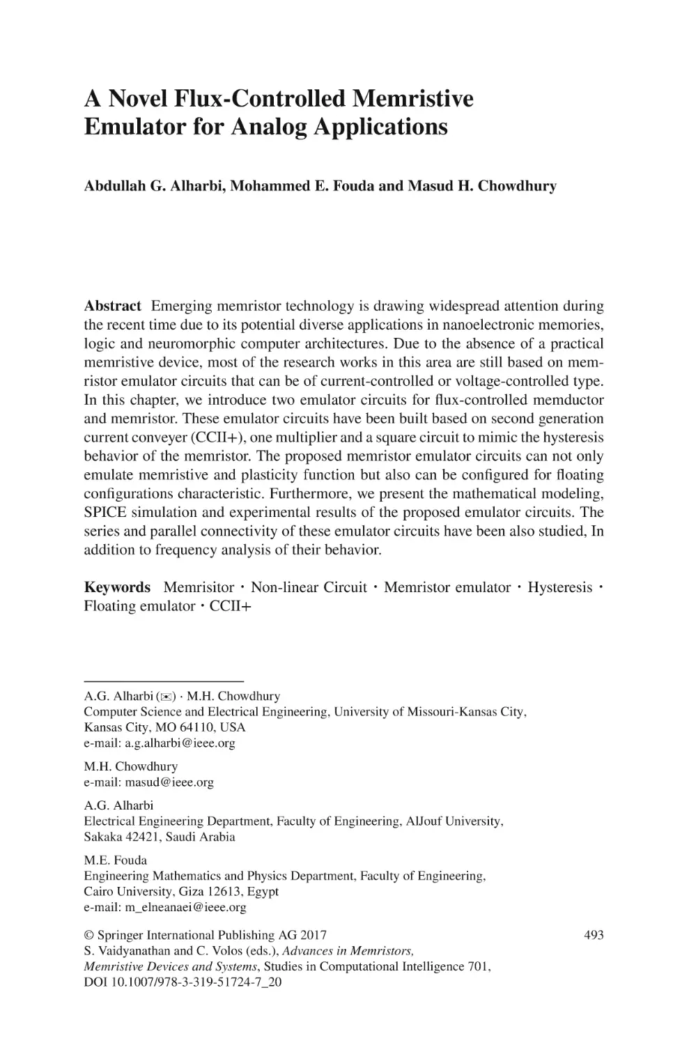 A Novel Flux-Controlled Memristive Emulator for Analog Applications