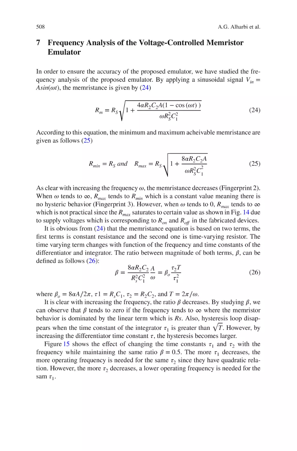 7 Frequency Analysis of the Voltage-Controlled Memristor Emulator