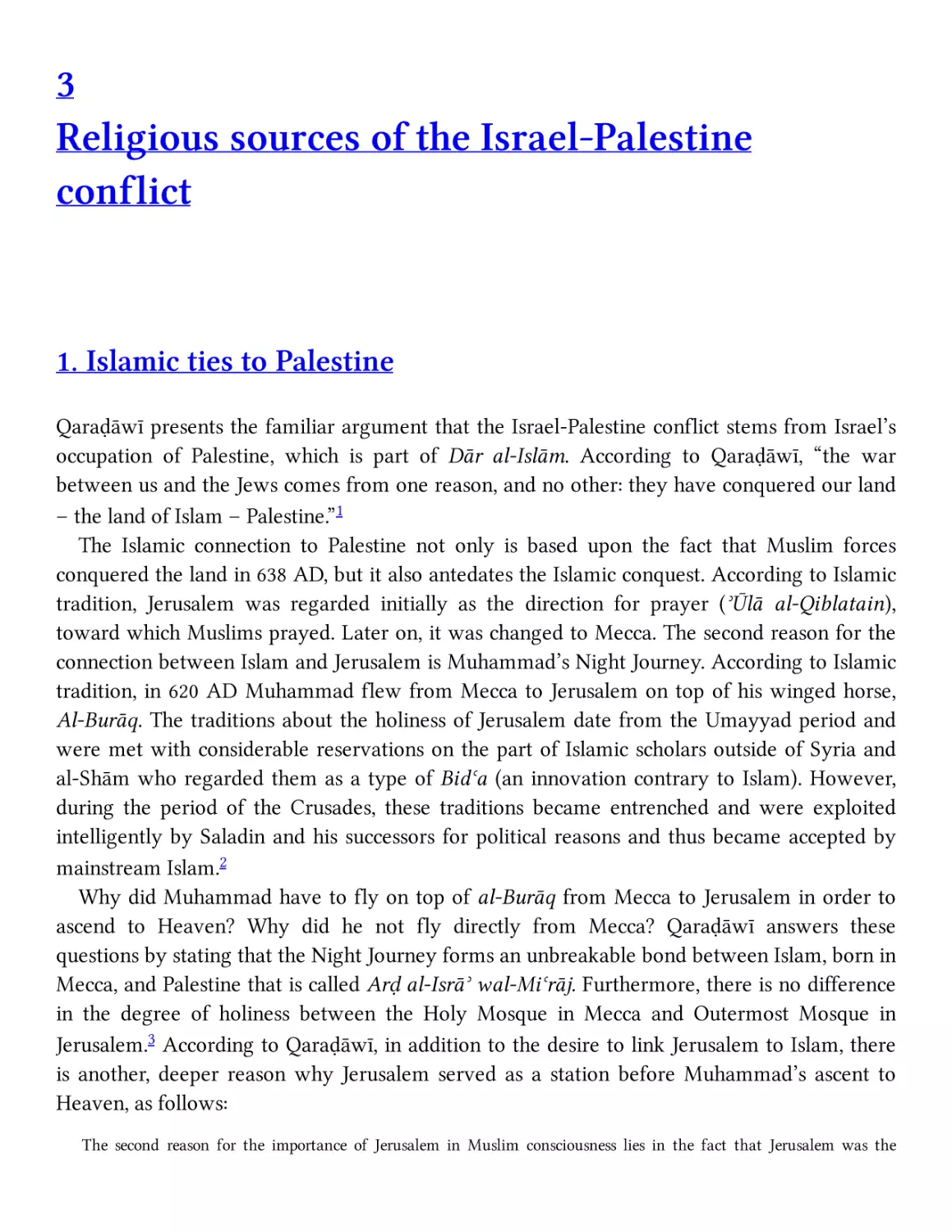 3 Religious sources of the Israel-Palestine conflict
1. Islamic ties to Palestine