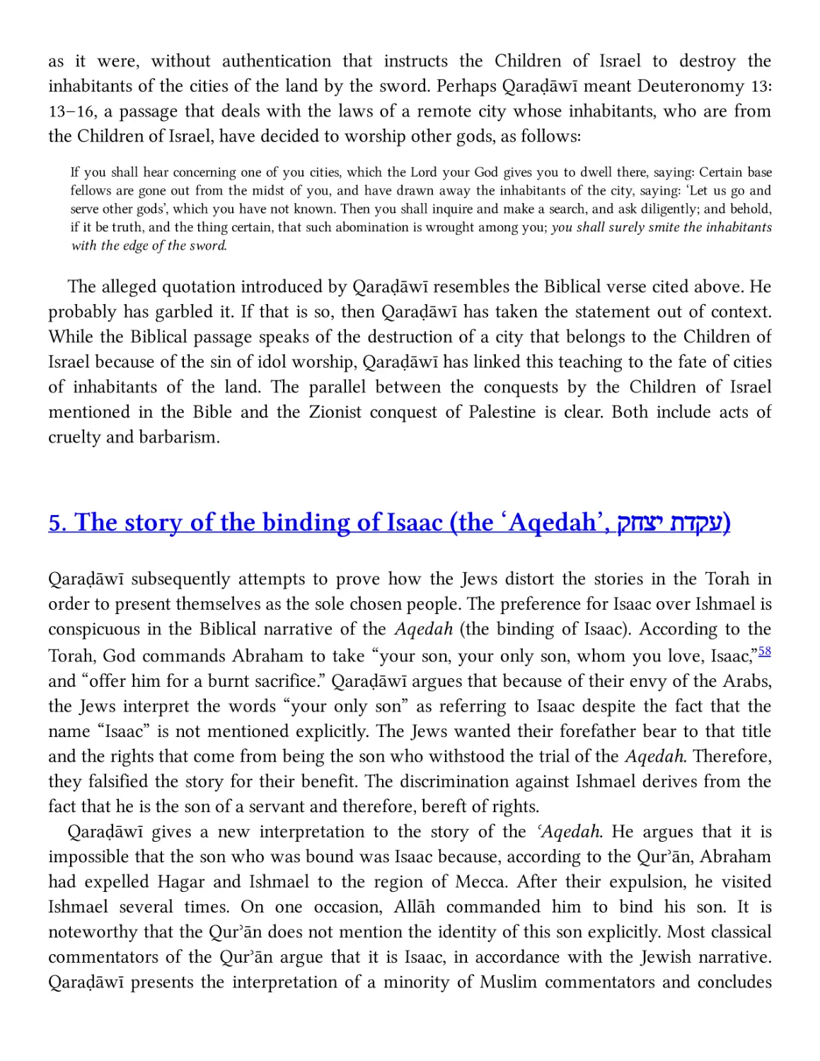 5. The story of the binding of Isaac (the ‘Aqedah’, עקדת יצחק)