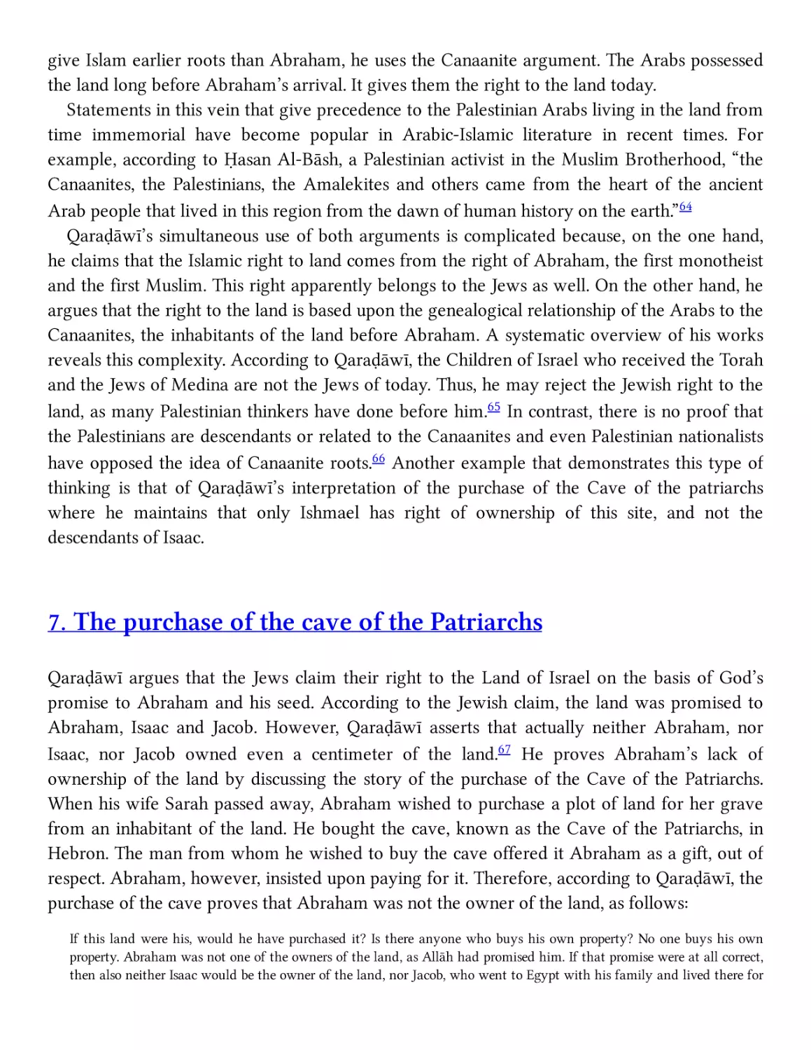 7. The purchase of the cave of the Patriarchs