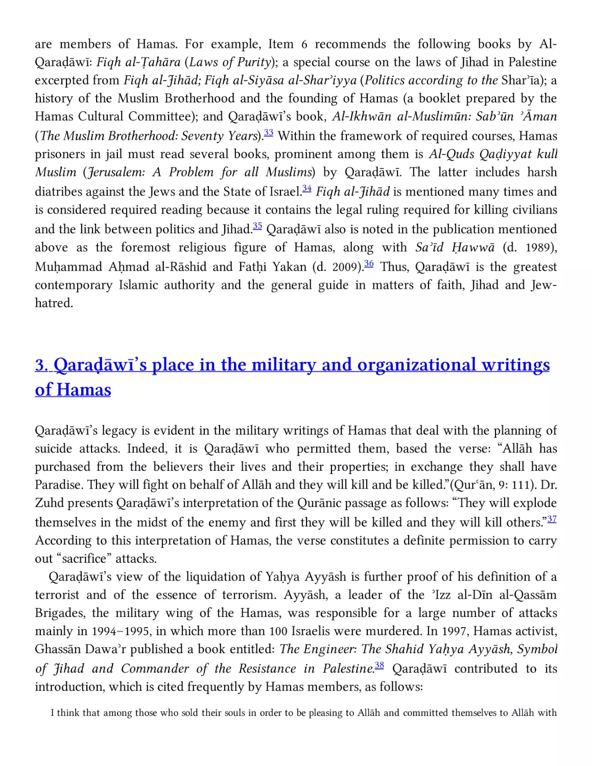 3. QaraḊāwī’s place in the military and organizational writings of Hamas