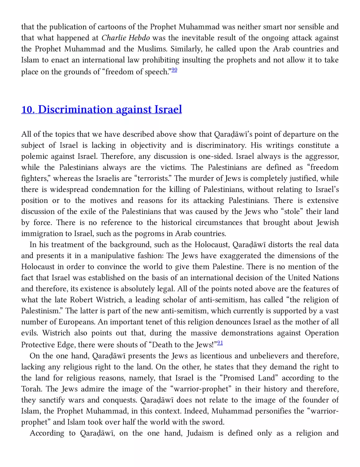 10. Discrimination against Israel