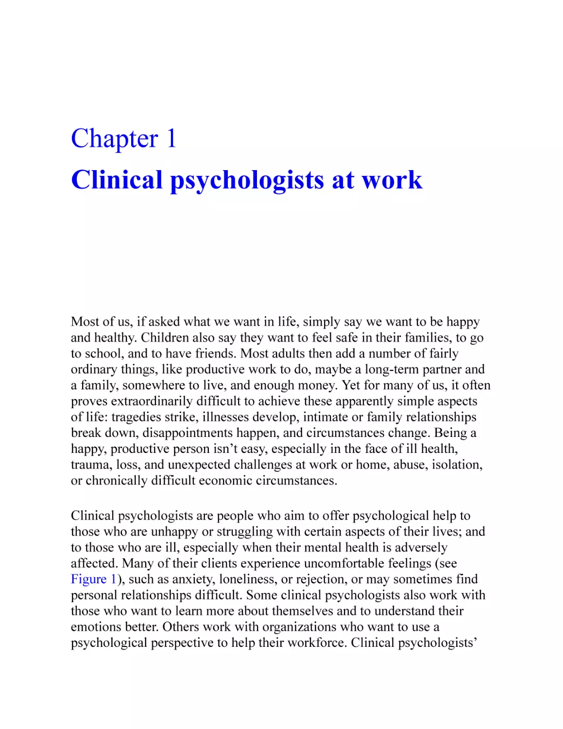 1 Clinical psychologists at work