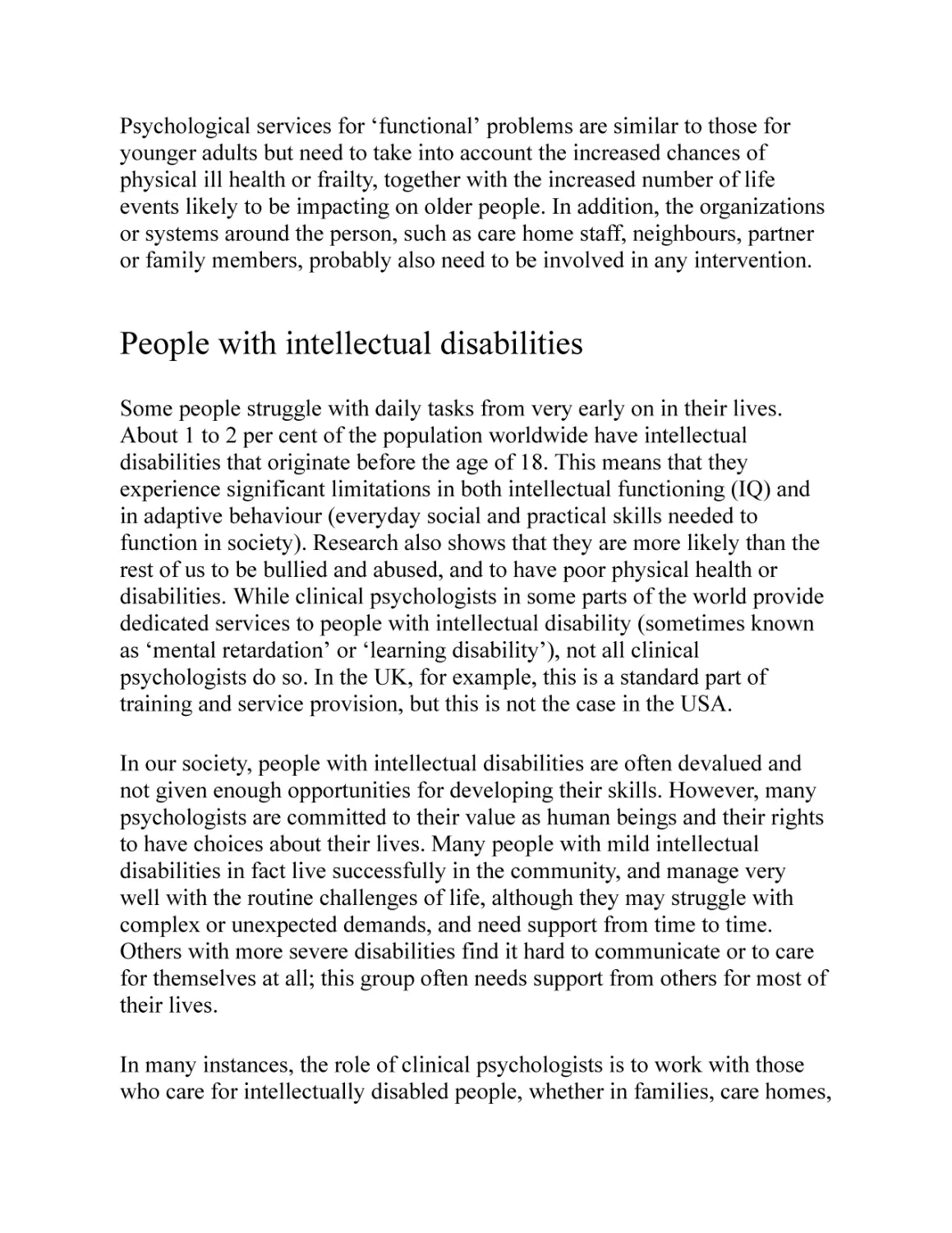 People with intellectual disabilities