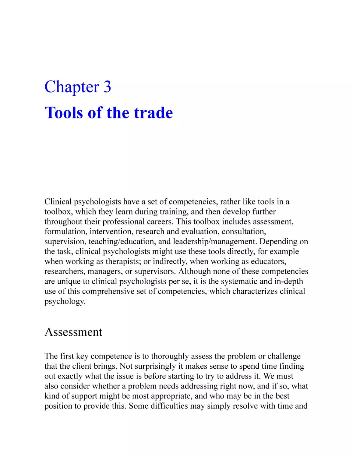 3 Tools of the trade
Assessment