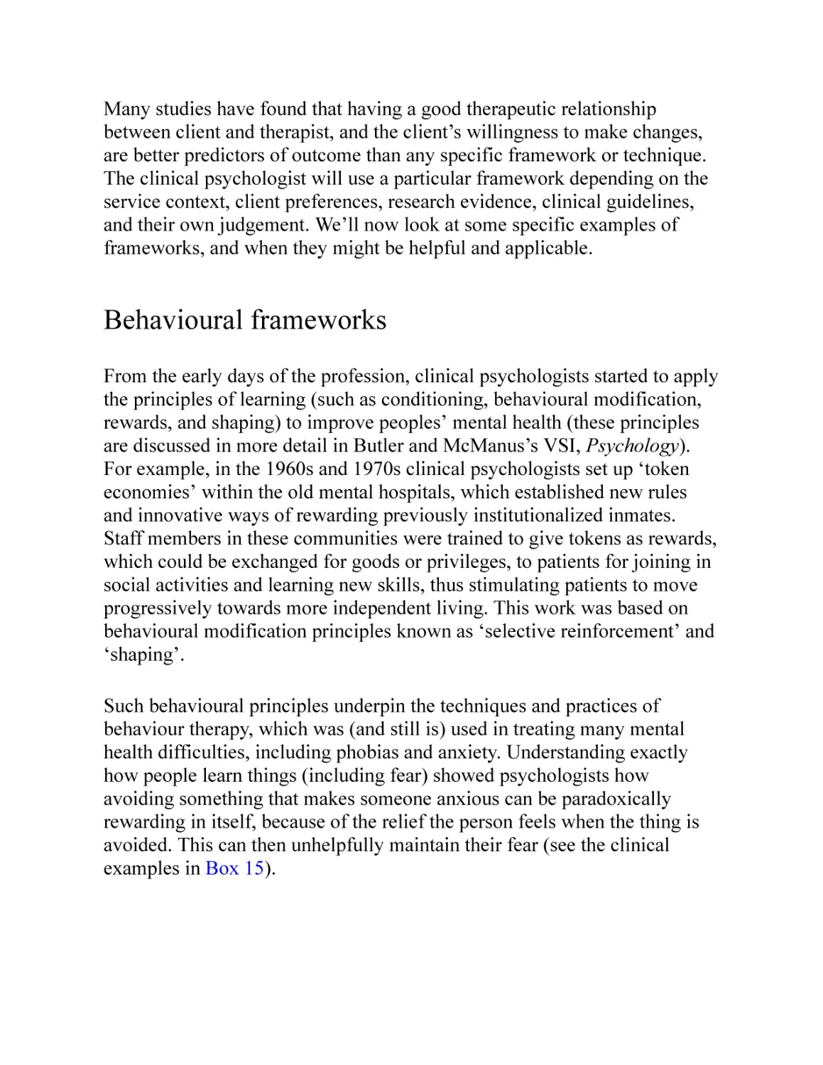 Behavioural frameworks