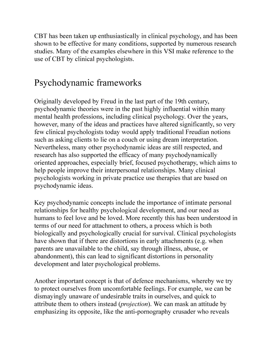 Psychodynamic frameworks