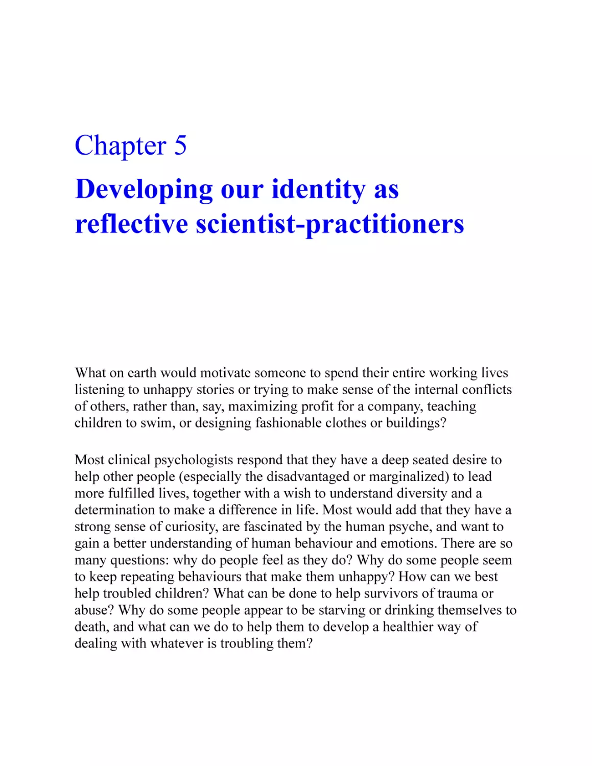 5 Developing our identity as reflective scientist-practitioners