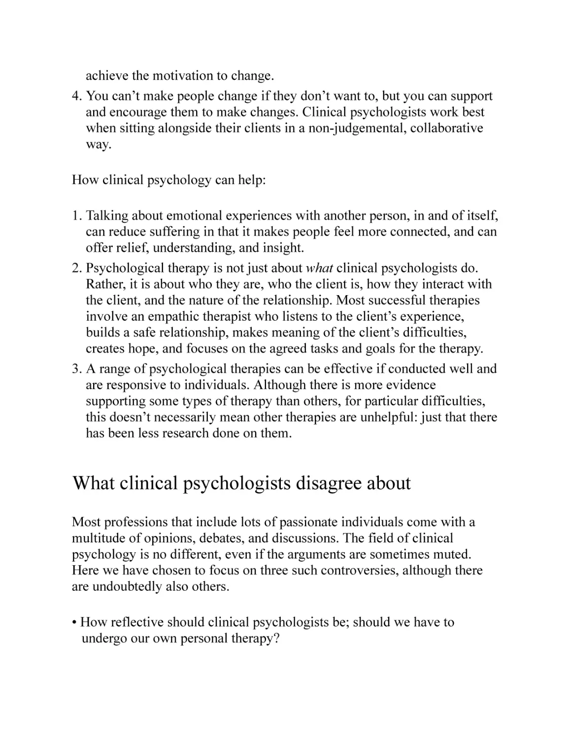 What clinical psychologists disagree about