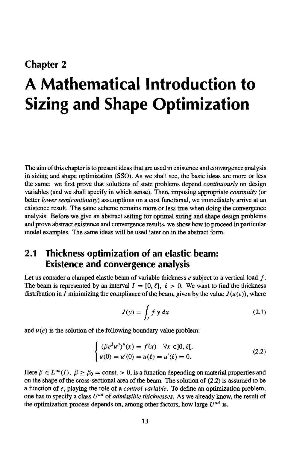 2 A Mathematical Introduction to Sizing and Shape Optimization