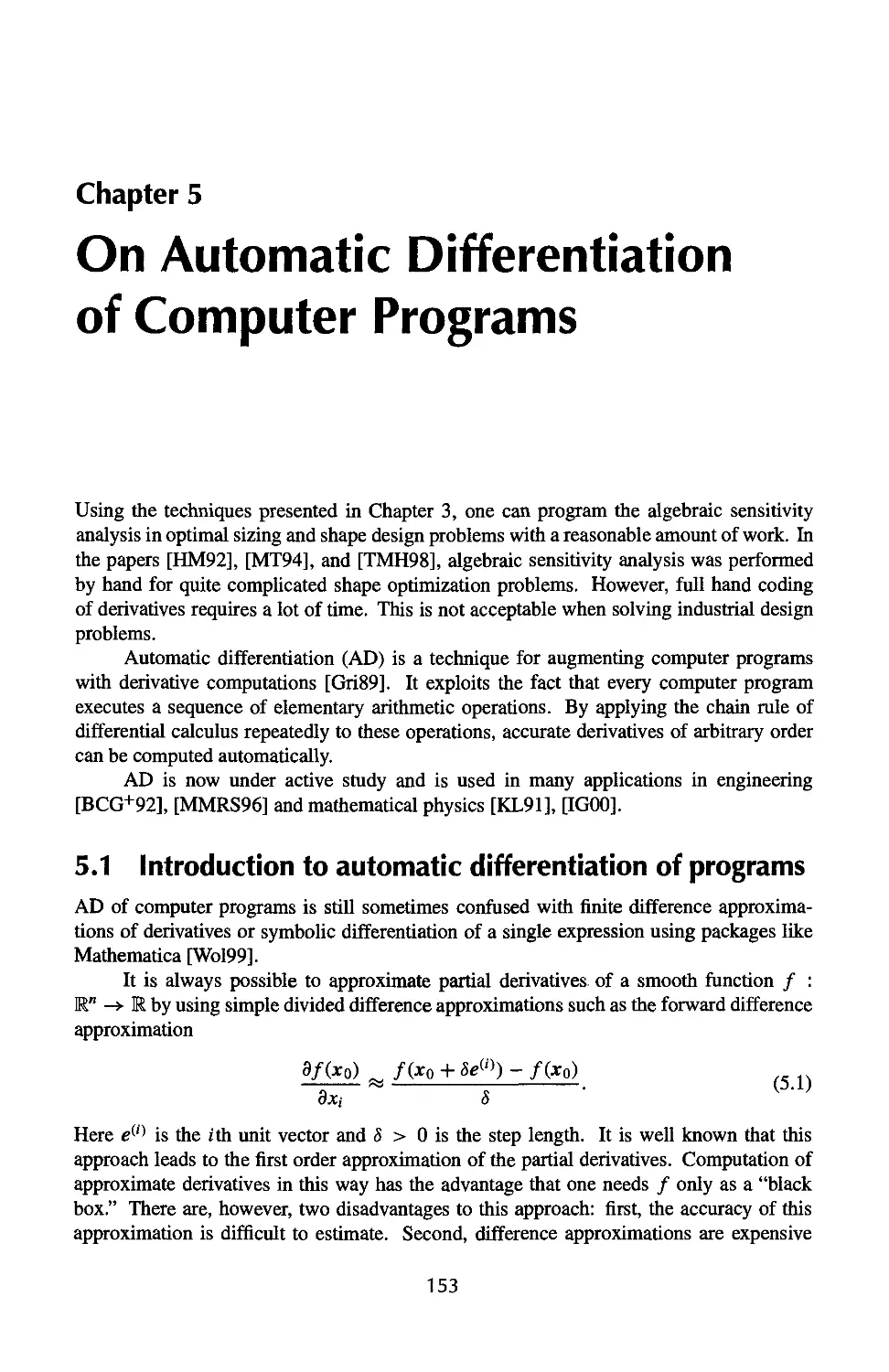 5 On Automatic Differentiation of Computer Programs