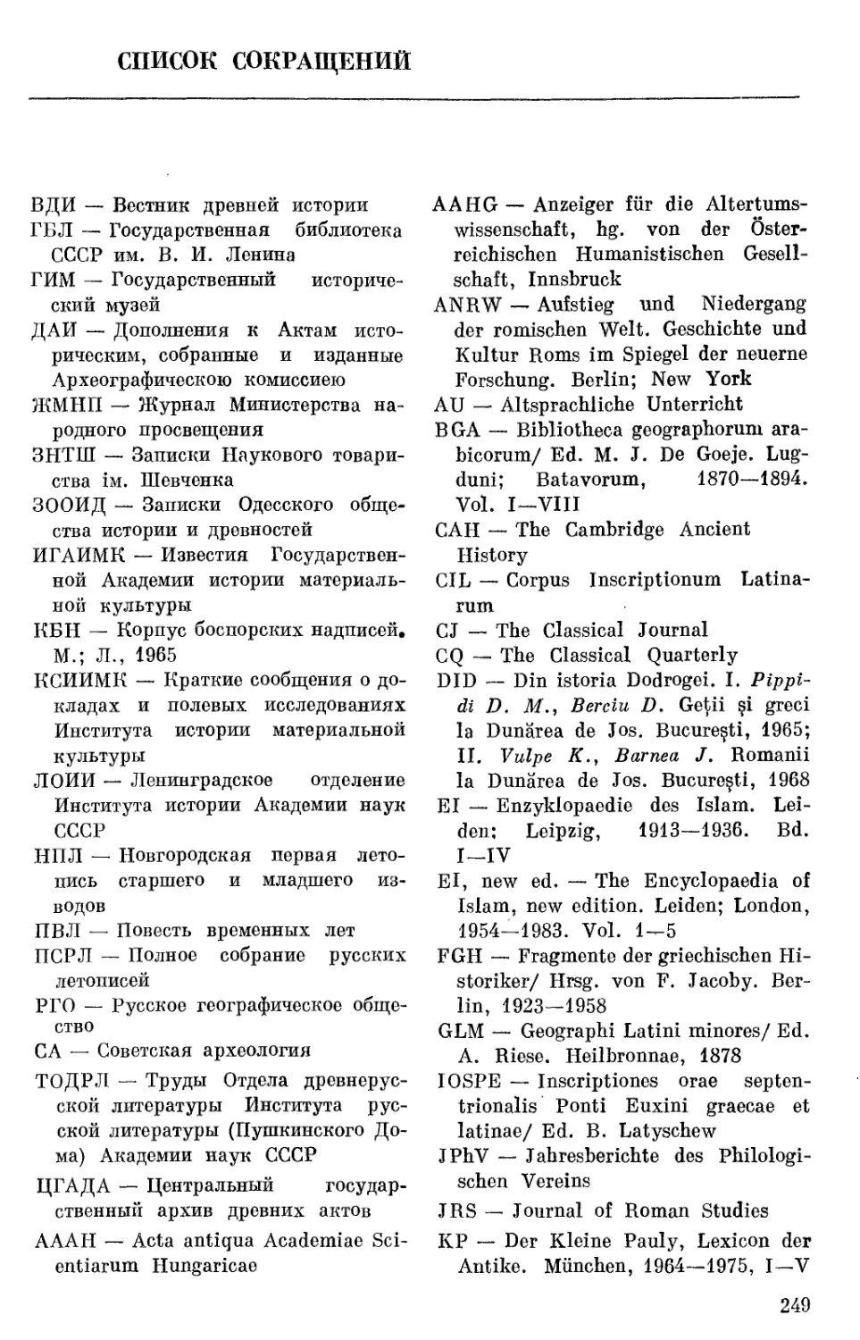 Список сокращений