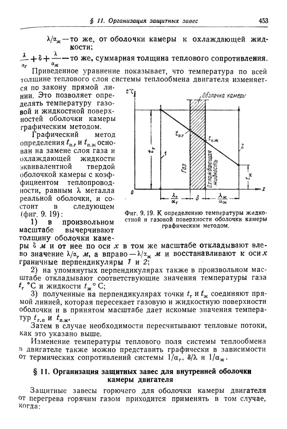 § 11. Организация защитных завес для внутренней оболочки камеры двигателя