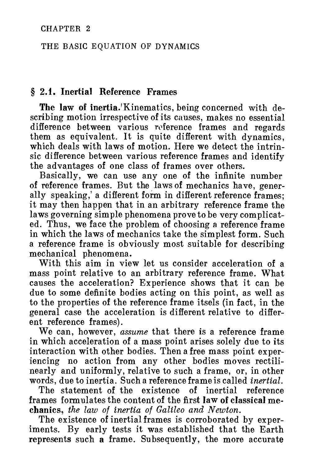 2. The Basic Equation of Dynamics