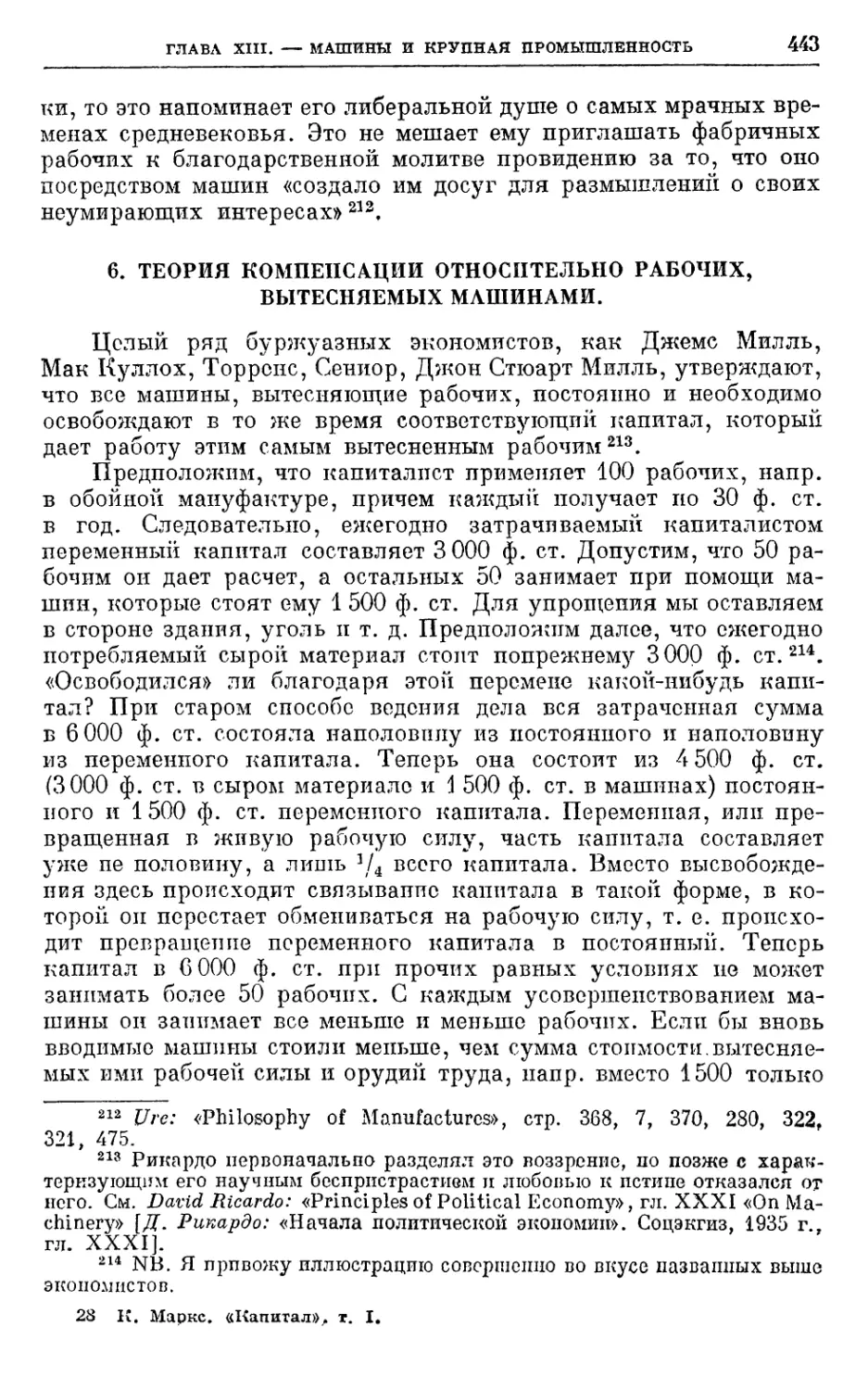 6. Теория компенсации относительно рабочих, вытесняемых машинами.