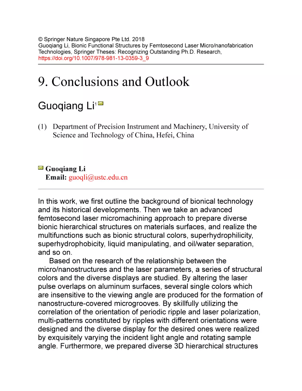 9. Conclusions and Outlook