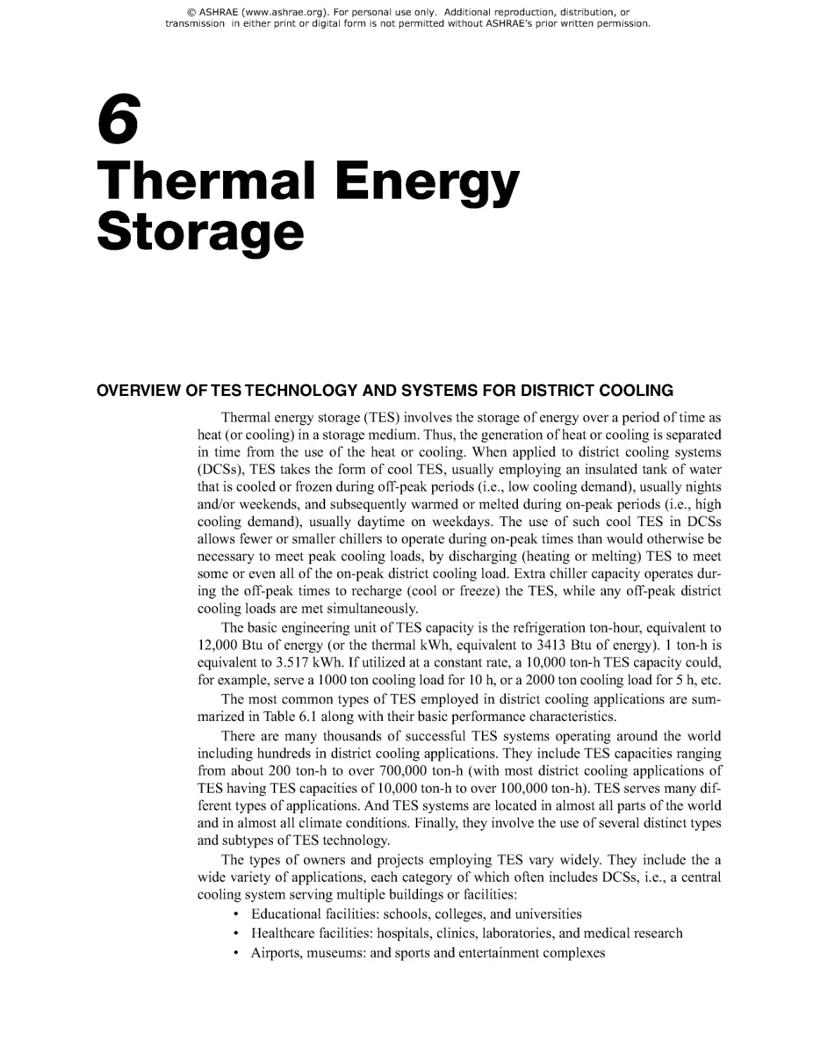 Thermal Energy Storage