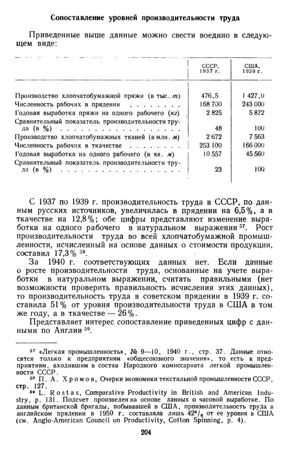 Сопоставление уровней производительности труда