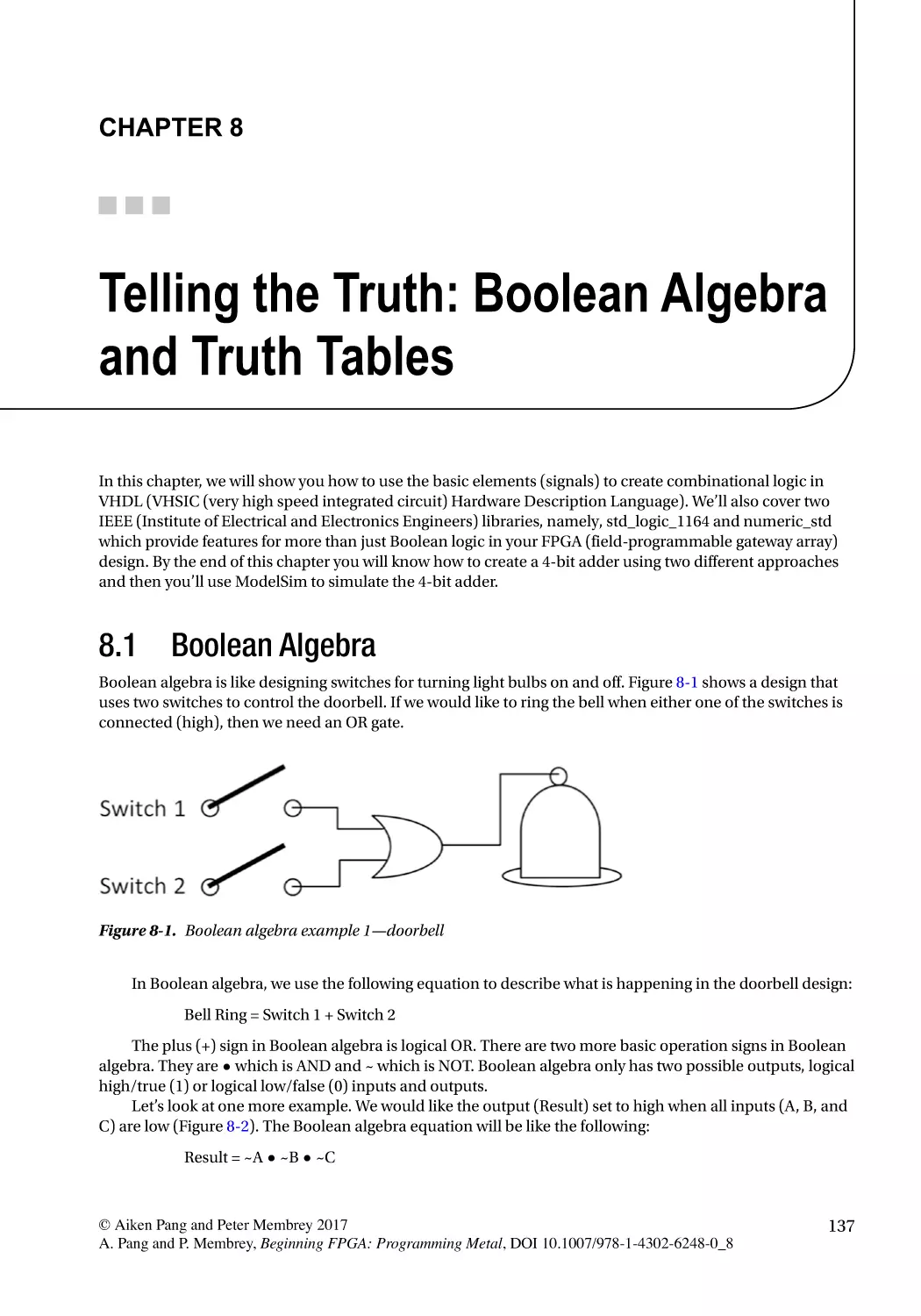 Chapter 8
8.1 Boolean Algebra