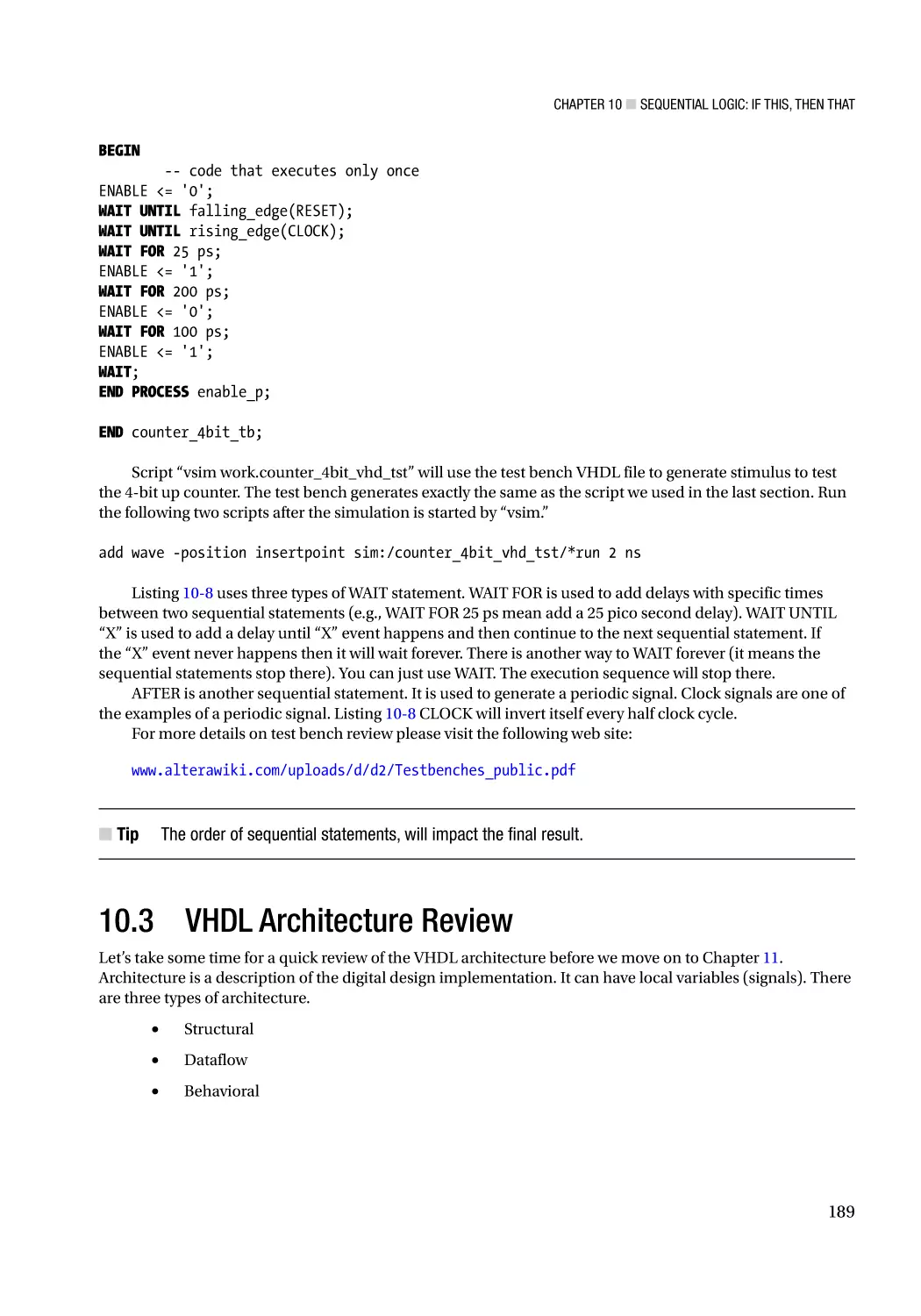 10.3 VHDL Architecture Review