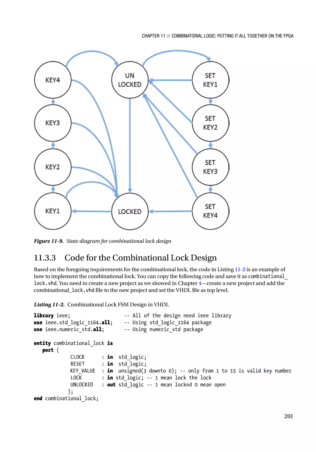 11.3.3 Code for the Combinational Lock Design