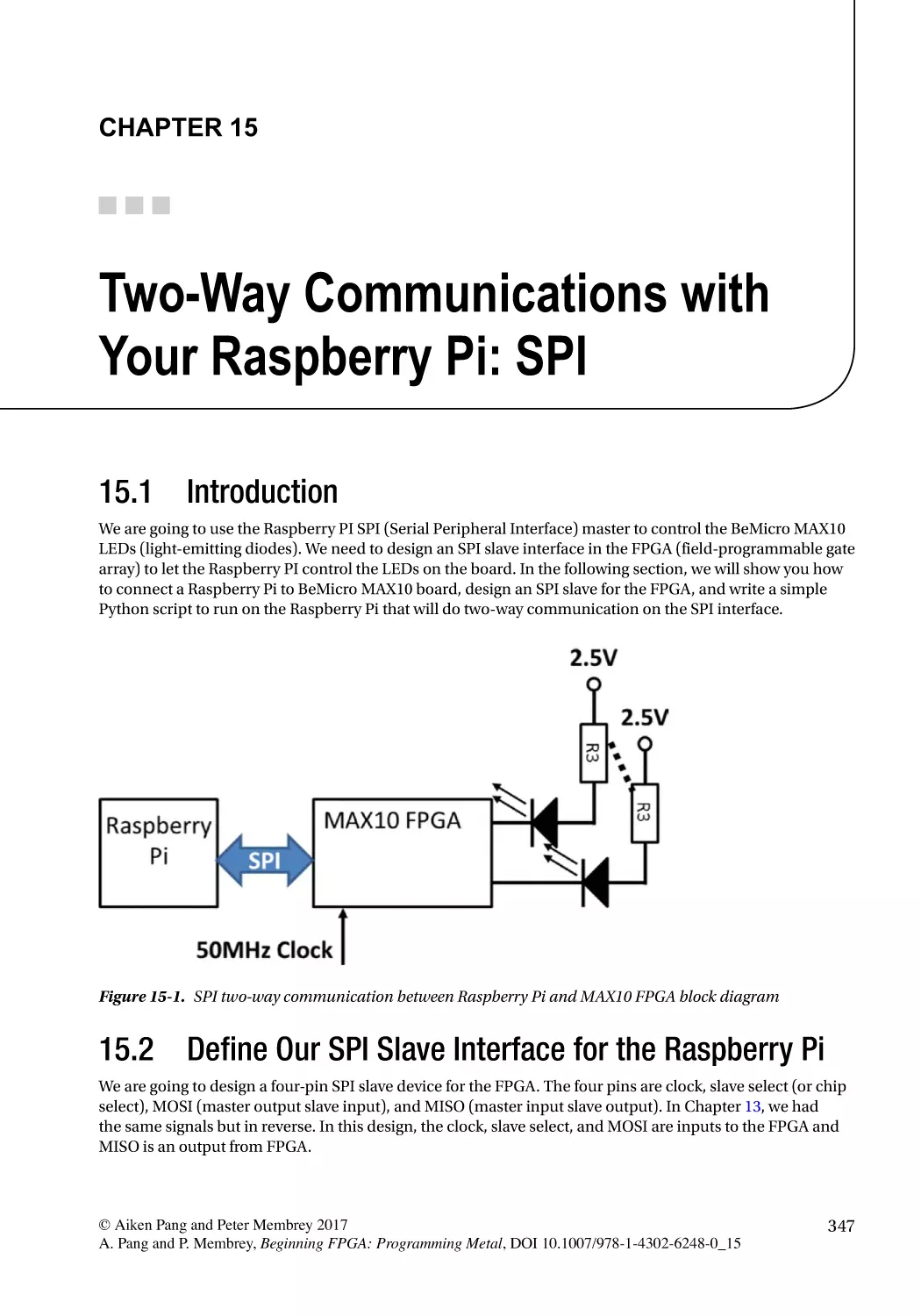 Chapter 15
15.1 Introduction
15.2 Define Our SPI Slave Interface for the Raspberry Pi