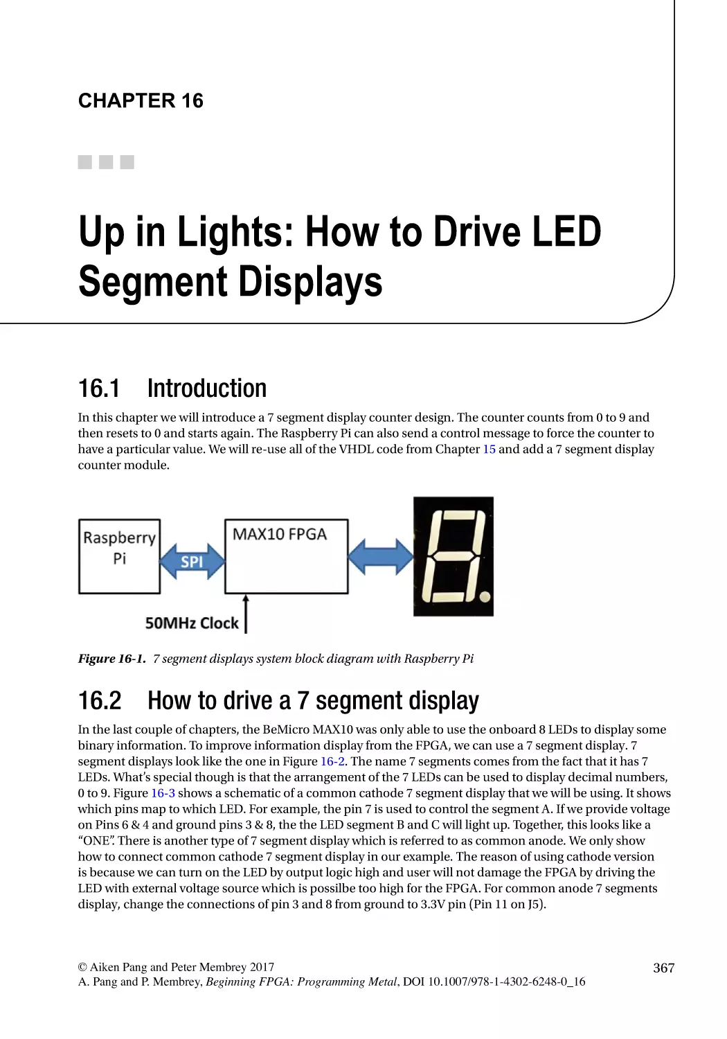 Chapter 16
16.1 Introduction
16.2 How to drive a 7 segment display